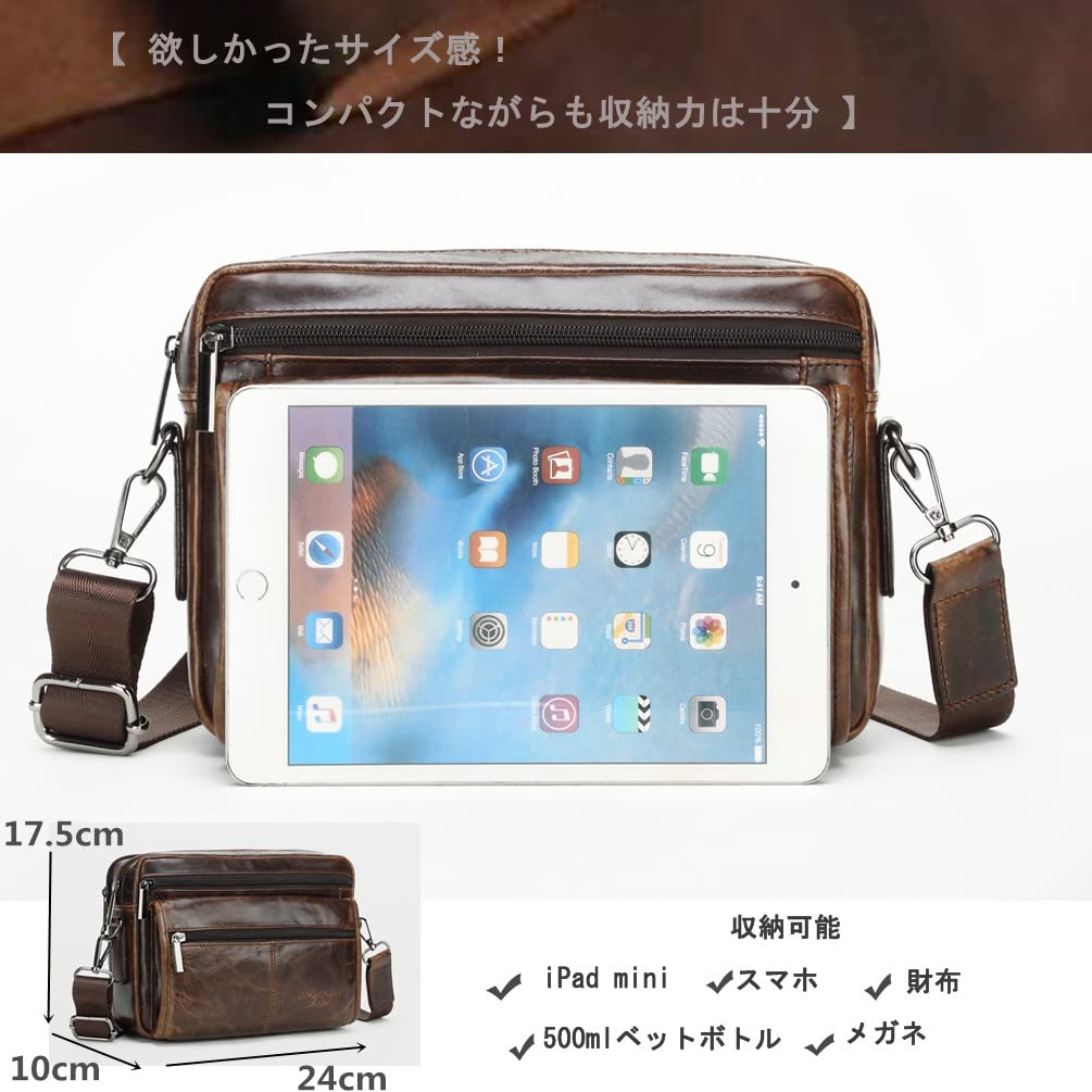 Meigardass Genuine Leather Mini Shoulder Horizontal Shoulder Messenger Crossbody Practical for Formal and Commuting Men's Bag, Pouch, Pouch, Bag, Bag,