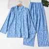 Foreign Trade Orders Exported To Japan Summer and Autumn Thin Men's Woven Pure Cotton Printing Comfortable Long Sleeve Trousers Pajamas Home Wear Set
