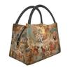 Golden Baroque Fashion Seamless Pattern Insulated Lunch Bags for Women Waterproof Cooler Thermal Bento Box Work Picnic