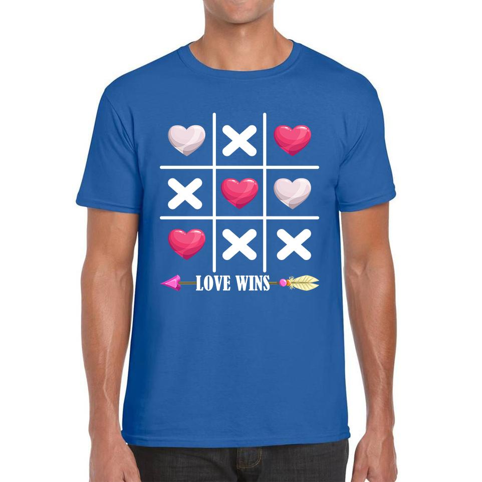 Valentine s Day Tic Tac Toe Love Wins Tic Tac Funny Game Lovers Gift Mens Tee Top S