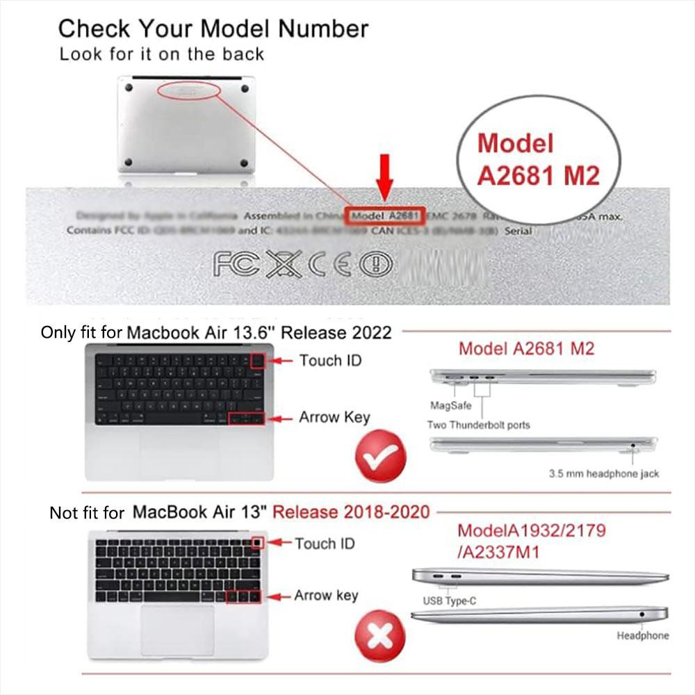 Hard Case & Keyboard Cover & Screen Protector For Macbook Air 13.6 M2 A2681 2022