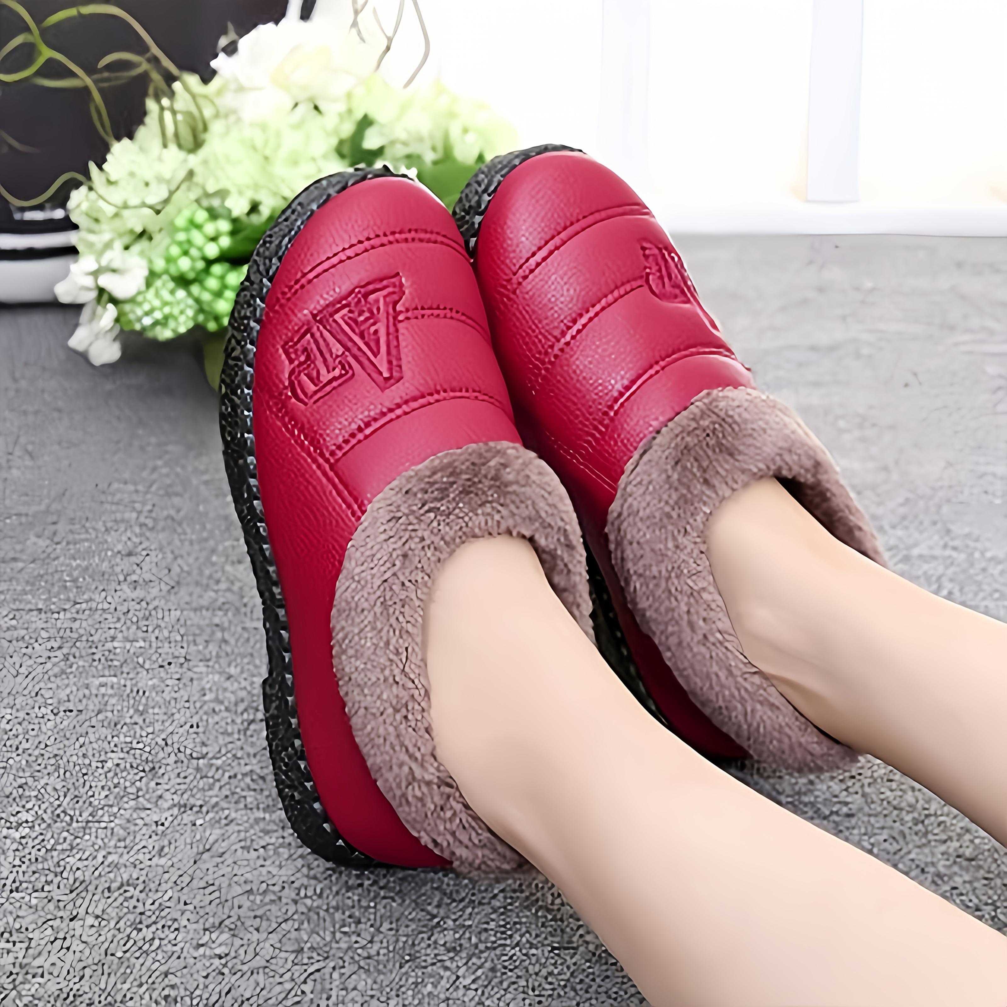 Order A Size Up Women Slip-On Winter Snow Boots with Plush Faux Fur Lining Black TPU Casual Shoes 36 1239₽