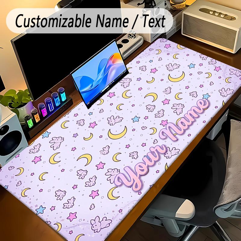 Large Mouse PadSailor Moon Custom Name Text Personalized Desk Mat Non Slip Gaming Pad