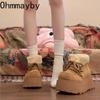 Winter Chunky Platform Heels Women Fur Snow Boots Keep Warm Height Increase Warm Cotton Short Booties Shoes  Mujer