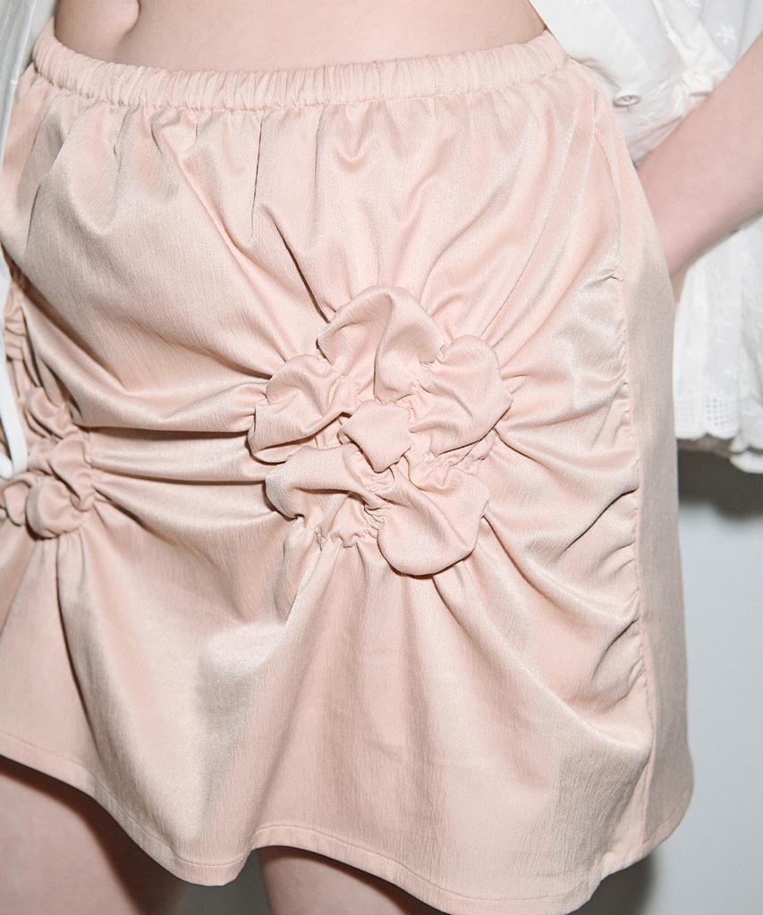 SINOON Flower Scrunch Skirt (Pink)