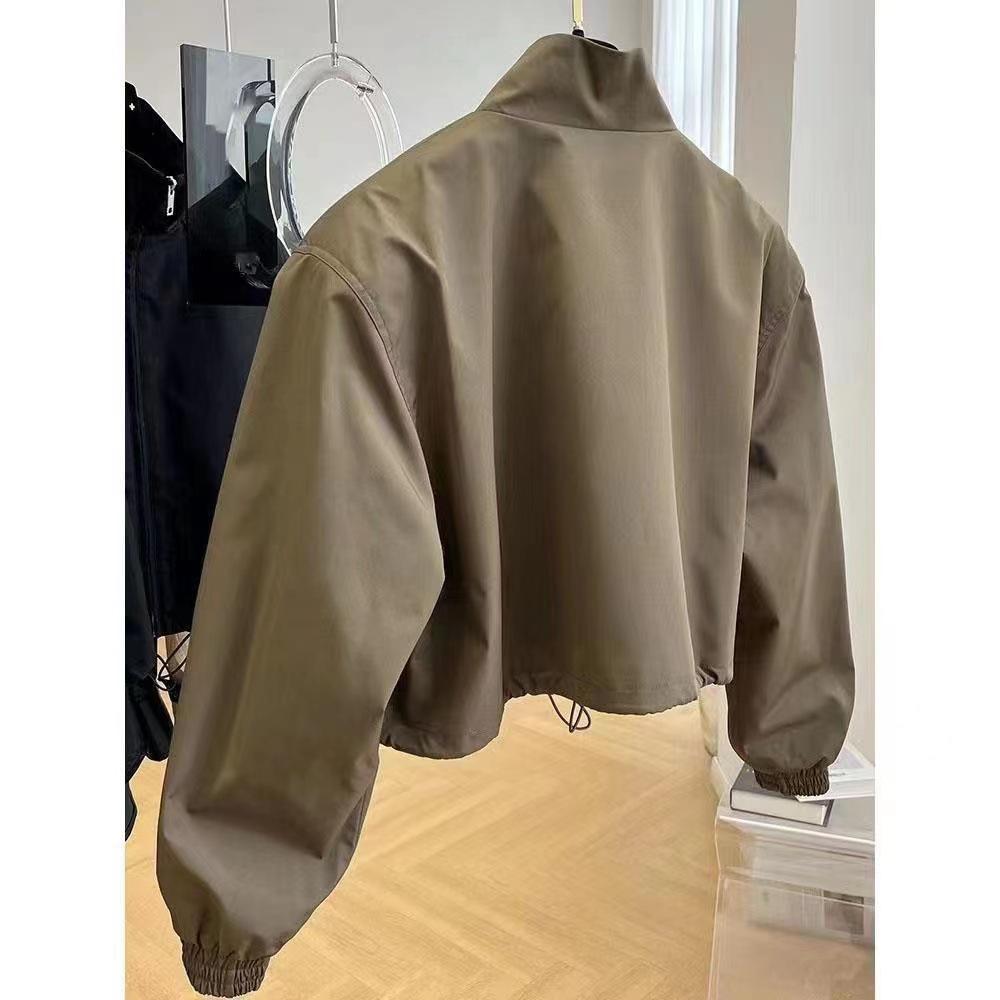 2025 Women's Petite Stand-Up Collar Short Jacket - Spring/Autumn Fashion Workwear Windbreaker