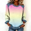 Felpa Casual da Donna con Collo in Denim Patchwork e Cuciture, Maglia a Manica Lunga