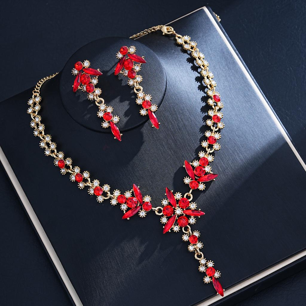 2026 Necklace Earrings Two-piece Set Premium Rhinestone Set Bridal Wedding Banquet Jewelry