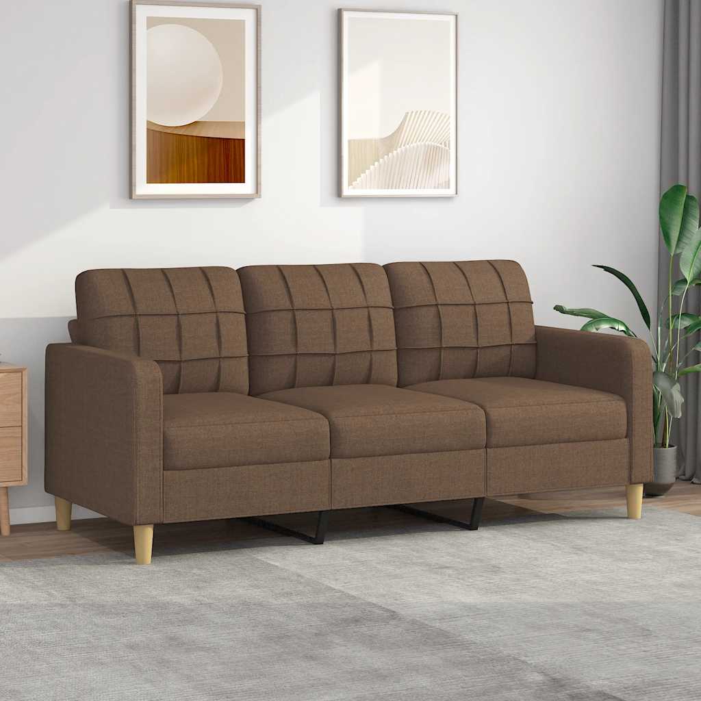 Vidaxl Sofa 3-Sitzer, Braun, 180 cm, Stoffbezogen