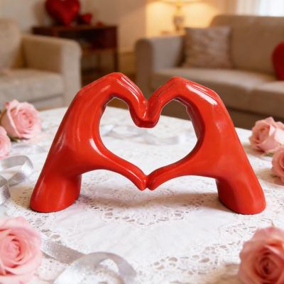 Giorno di San Valentino Cuore d'Amore Ornamento per Mano Forma a Cuore Gesto Statua Scultura in Resina Decorazione Romantica per Casa Ufficio Matrimonio Festa