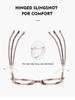 Women's Cat-Eye Prescription Glasses with Spring Hinge, Anti-Blue Light Slimming Design for Larger Faces.