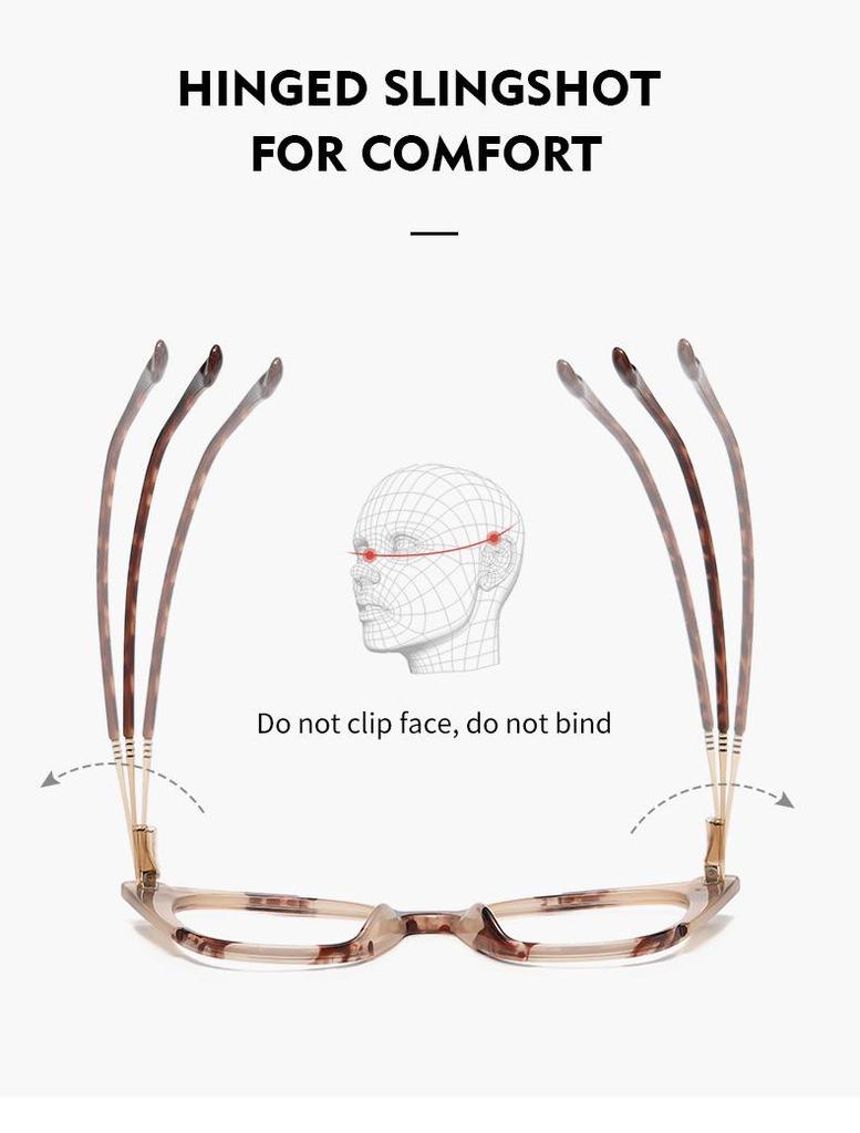 Women's Cat-Eye Prescription Glasses with Spring Hinge, Anti-Blue Light Slimming Design for Larger Faces.