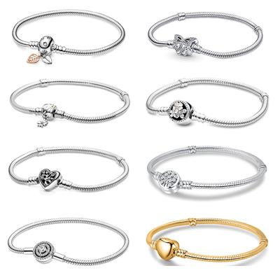 925 Sterling Copper 17-20 Cm Original Charm Sparkling Love Leaf Zircon Bracelet Suitable For Women To DIY Zircon