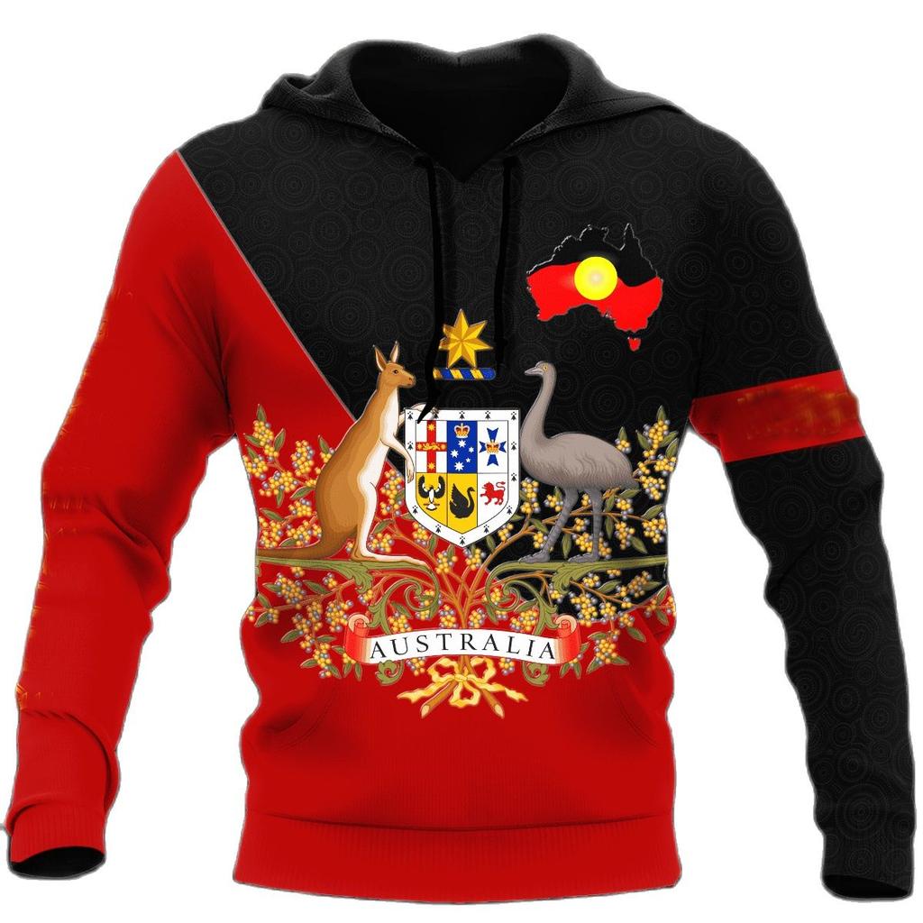 Jesienne bluzy z kapturem z nadrukiem flagi Australii 3D Modne Casualowe Sportowe z Długim Rękawem Męskie Bluzy z Kapturem