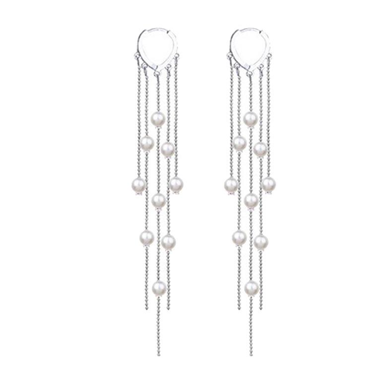 Pearl Tassel Ear Wire Earrings - Trendy Fairy Style for Women