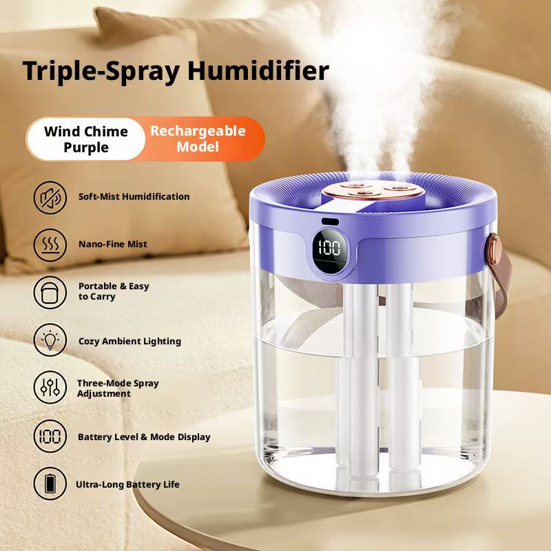 Triple Spray Humidifier Quiet Large Mist Volume Large Capacity For Bedroom Living Room Office Home Safe For Pregnant Women Baby