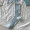 Ballet Style Solid Color Bow Mid Tube Socks Summer Cotton Lightweight Breathable Fashionable Soft Comfortable Casual Women Socks