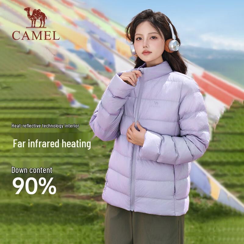 CAMEL Women s Lightweight 90% Down Water-Repellent Stand Collar Jacket M