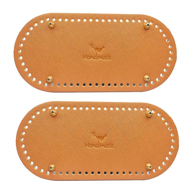 Handmade Leather Crochet Bag Base with Oval Logo - Quality DIY Accessory
