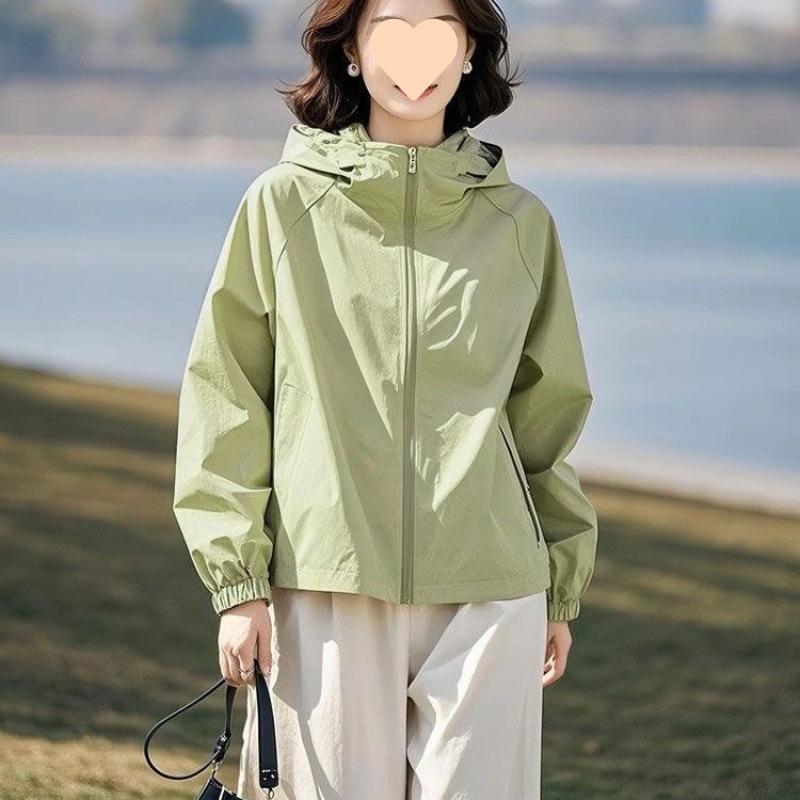 Loose Versatile Stylish Cropped Casual Hooded Jacket Spring Windbreaker