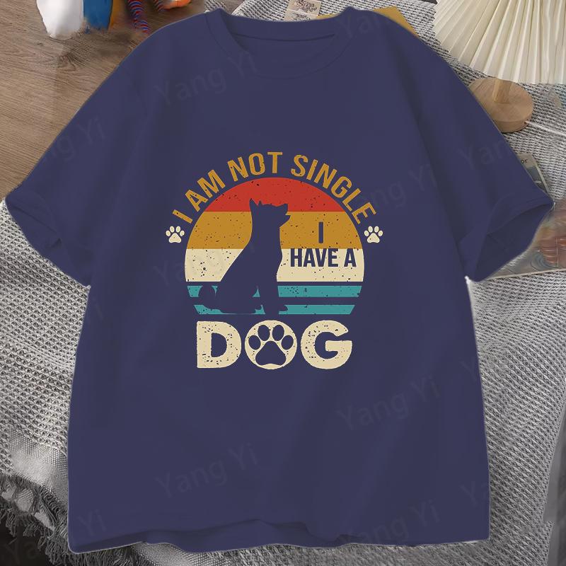 Trendy Urban Streetwear Dog Lover Print Men Women Tee Summer Casual Loose T Shirt I Am Not Single I Have a Dog Harajuku Shirts S разноцветный