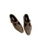 French low-heeled gray single shoes with skirt evening shoes women's shoes 2025 early autumn square head Mary Jane
