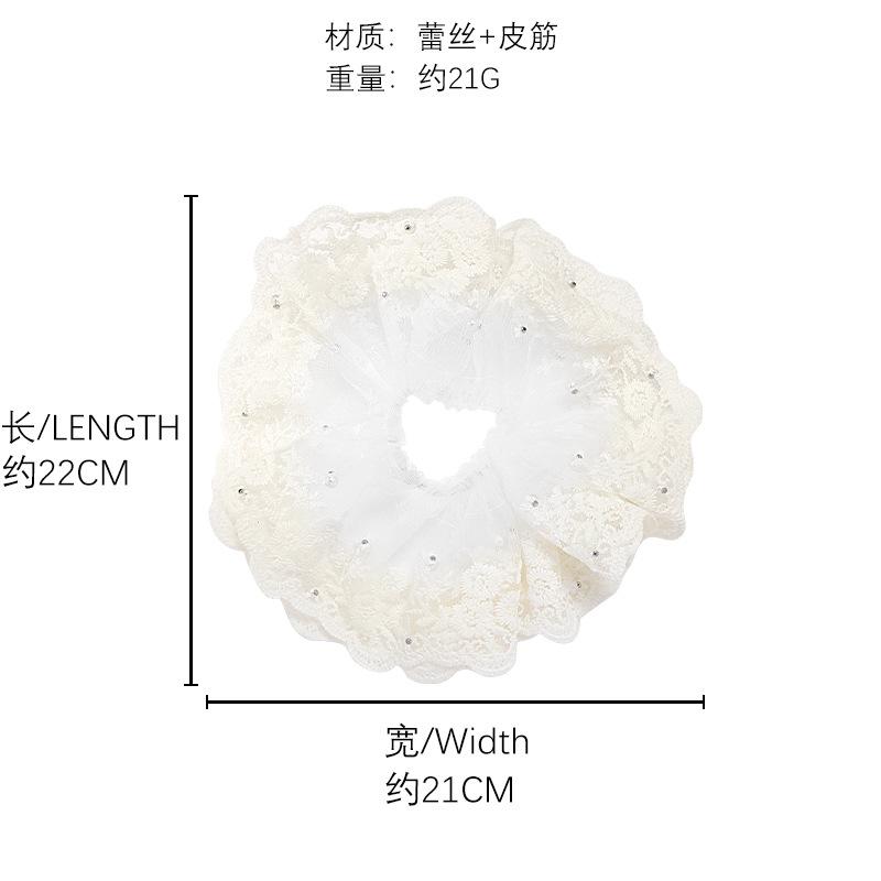 Spring lace large intestine hair band French retro hair rope headgear gentle and sweet super fairy ball head hair accessories