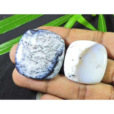 Agat dendrit natural oval, 30-35 mm, 2 buc., cabochon, piatră prețioasă liberă, 116 carate. SK-4181