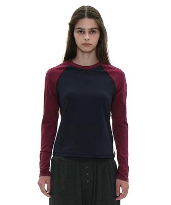 PARTIMENTO WOMEN Pwc Colorblock Raglan Long Sleeve Tee_Navy
