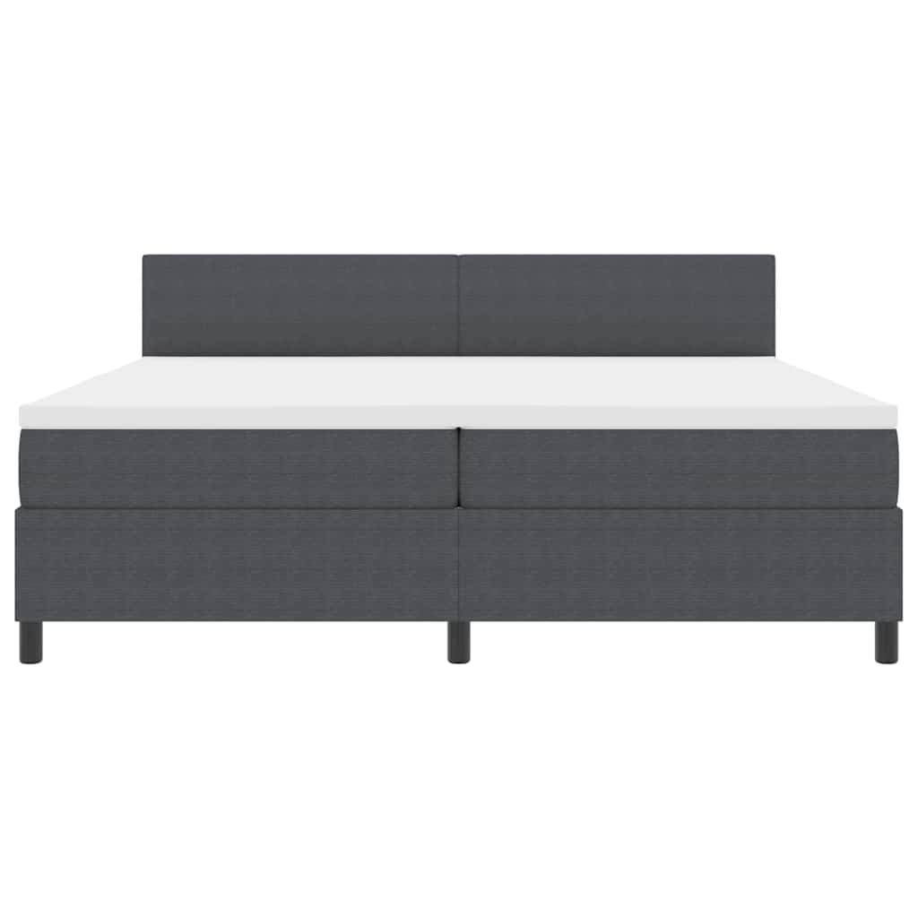 LED Box Spring Bed in Dark Grey and White 200 x 200 cm Cord Fabric