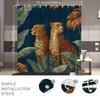 Jungle Leopard Shower Curtain Realistic Cheetahs  Tropical Leaves On Navy Blue Wild Animal Art for Boho or Luxury Bathroom Decor