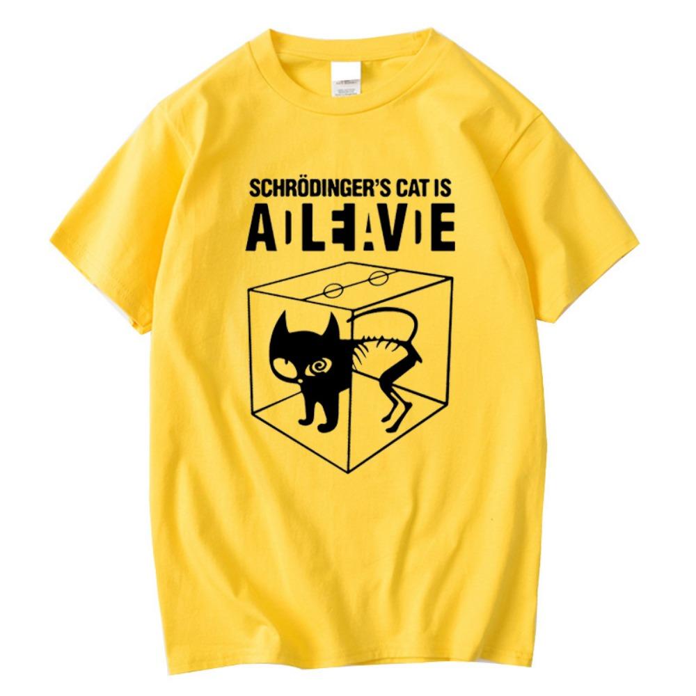 Men's T-shirt Top Quality Schrodinger's Cat Print Summer Short Sleeve Men T Shirt Casual The Big Bang Theory Mens Tshirt