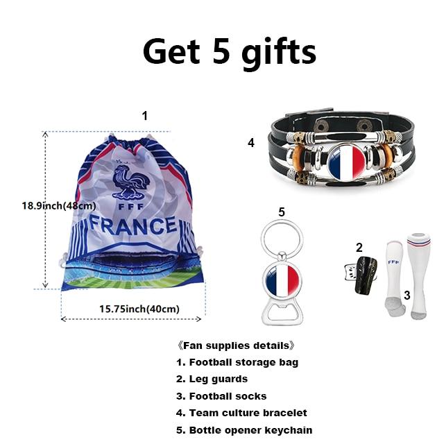 2024 UEFA Euro France Kids Soccer Equipment Set Blue White Jersey Shorts Shin Guards
