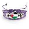 Palestinian Flag Design Gemstone Multi-layer Leather Bracelet Handcrafted Leather Rope Wristband Wholesale