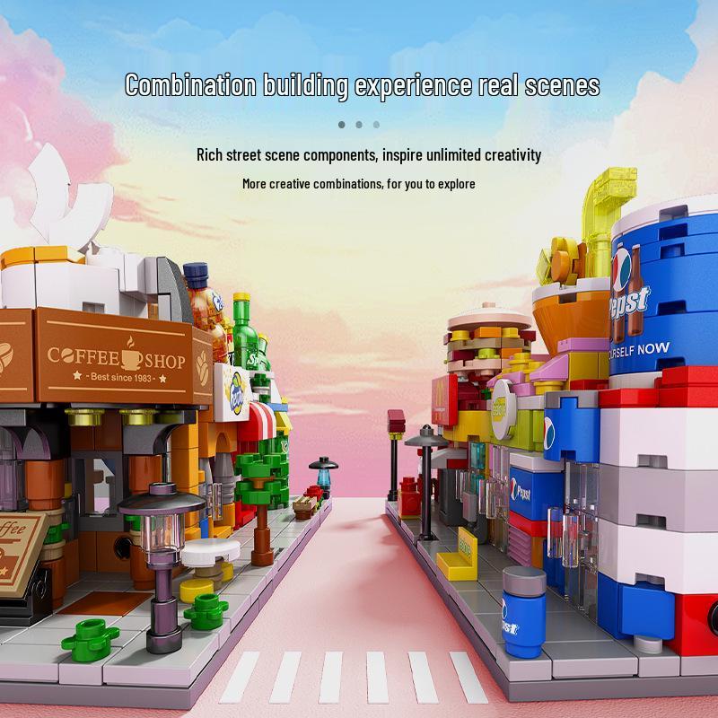 Lele City Life Building Blocks: Colorful, Changeable, Educational Street Scene Model Set 8974