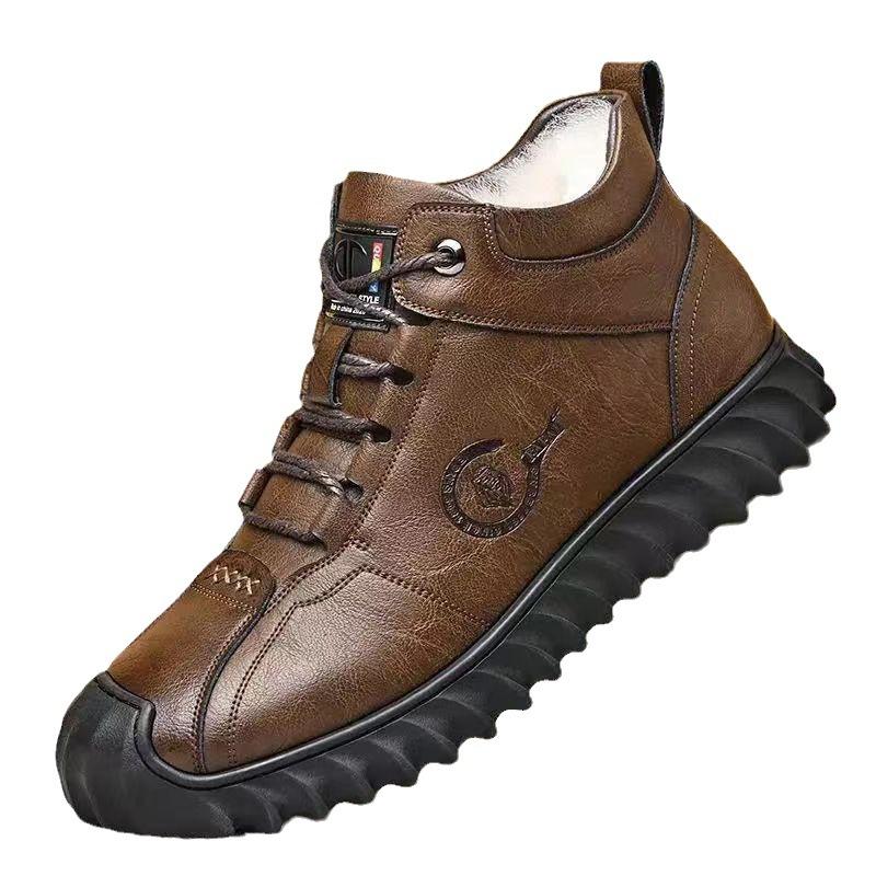 Winter Practical Men's Cotton Shoes with Fleece Lining Warm High-top Cotton Snow Boots Dad Shoes
