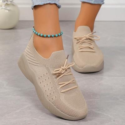 Women's Knitted Breathable Sneakers Lightweight Non Slip Sports Tennis Shoes for Women 2023 Autumn Casual Flats Zapatillas Mujer