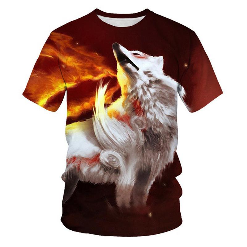New 3D Printed T-shirt for Men's Short Sleeved Animal Fox Print T-shirt