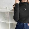 Autumn and Winter Women's Padded Thickened Sweater Single Layer Mid-collar Half-high Neck Knitted Bottoming Shirt Mink Warm Tops