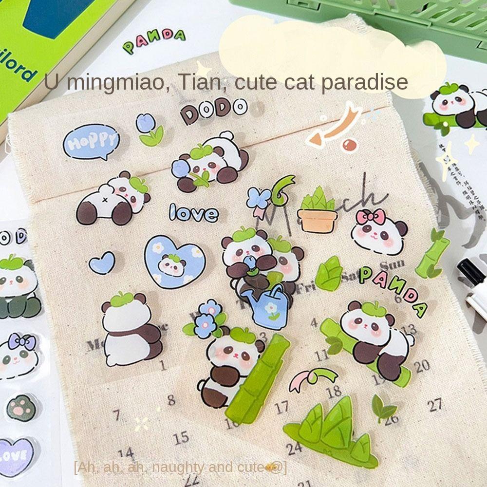 10/40PCS Transparent Creative Diary Stickers Panda Cute Panda Notebook Decoration
