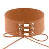 Kvinnors vintage punk gotisk snörning Faux mocka bred Choker kort halsband