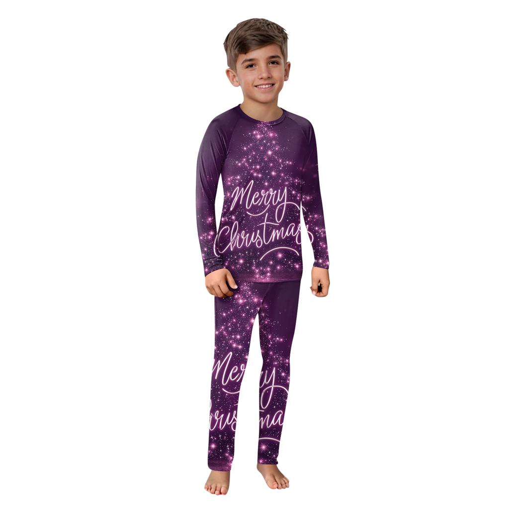 Christmas Printed Round Neck Parent-Child Long Sleeve Long Pants Home Clothes Set