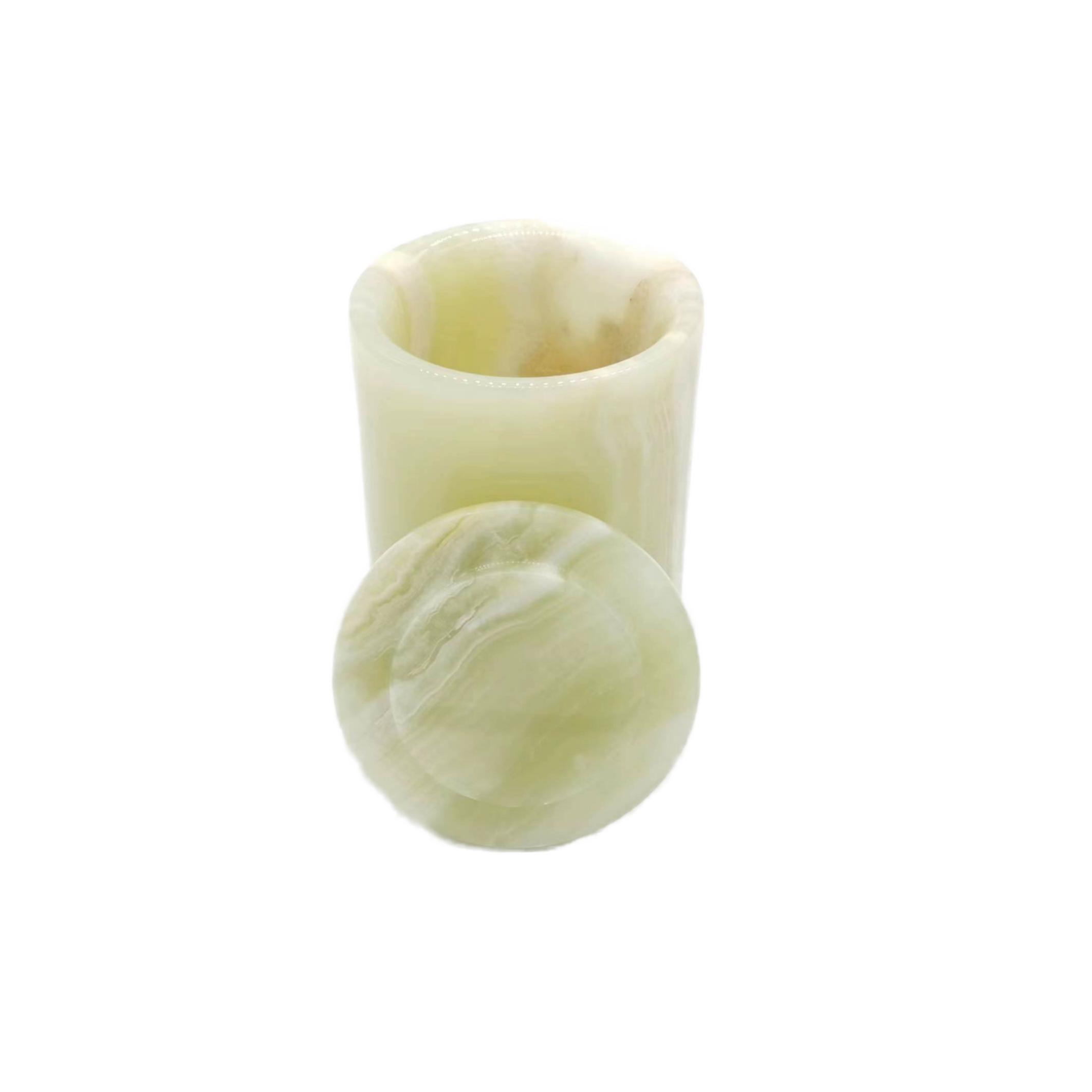 Modern Design Real Stone Marble Onyx Candle Jar Holder Polished Surface for Hotels кремовый