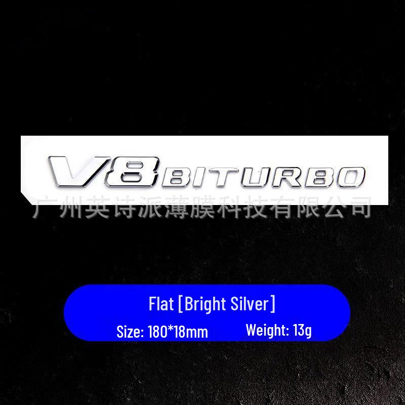 Kompatibilní s emblémem blatníku Mercedes-Benz V8 BITURBO, zadním emblémem s dvojitým přeplňováním, nápisy a samolepkami na auto.