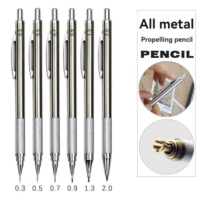 11Pcs/set All Metal Mechanical Pencils 0.3, 0.5, 0.7, 0.9, 1.3 2.0Mm Lead Refills Art, Writing, Sketching Retractable Design