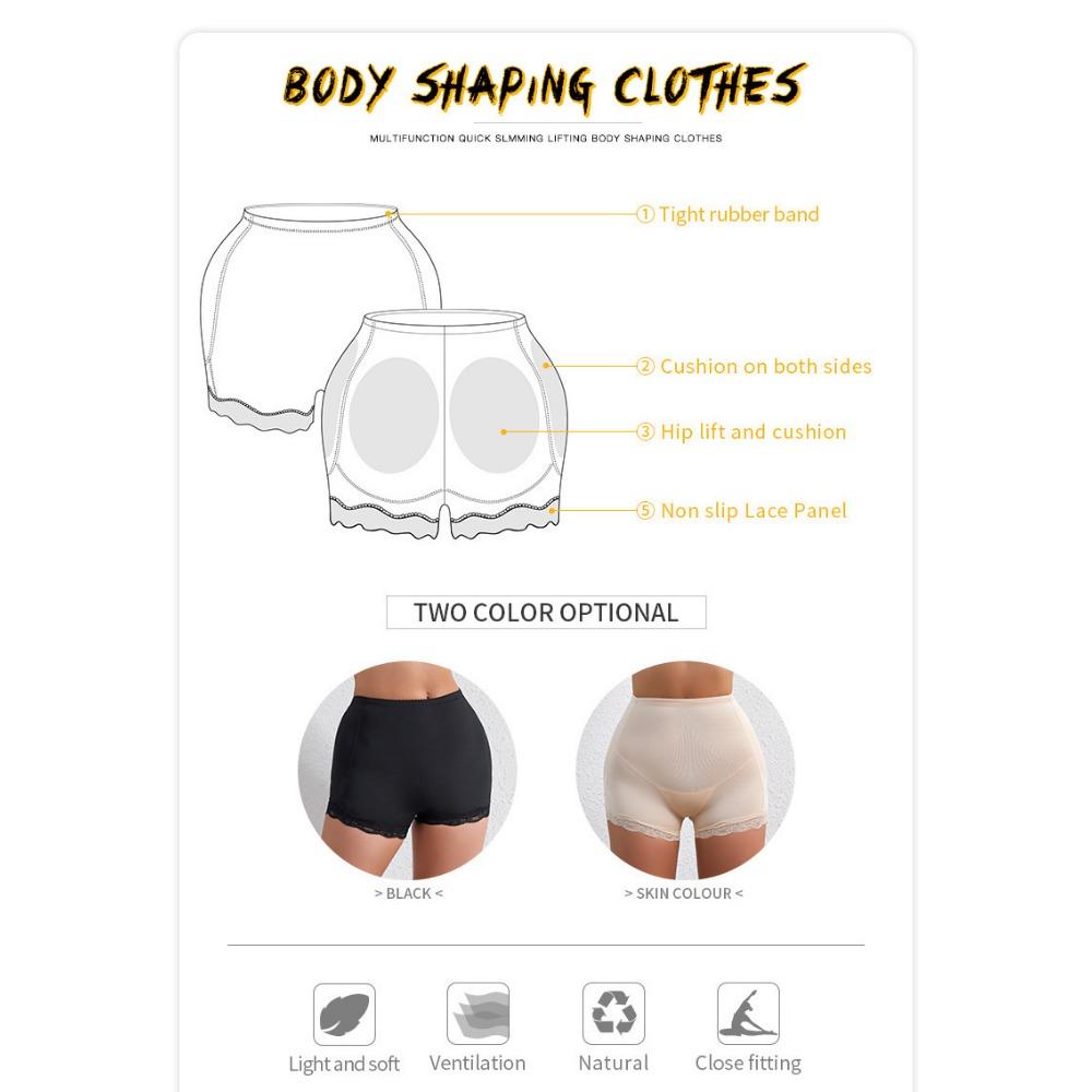 Hip-lifting Pants Women's Bottoms, Buttocks, Hips, Fake Butt Panties, Body Sculpting, Flat-angle Belly Pants, Lace Edge with Hip Pads