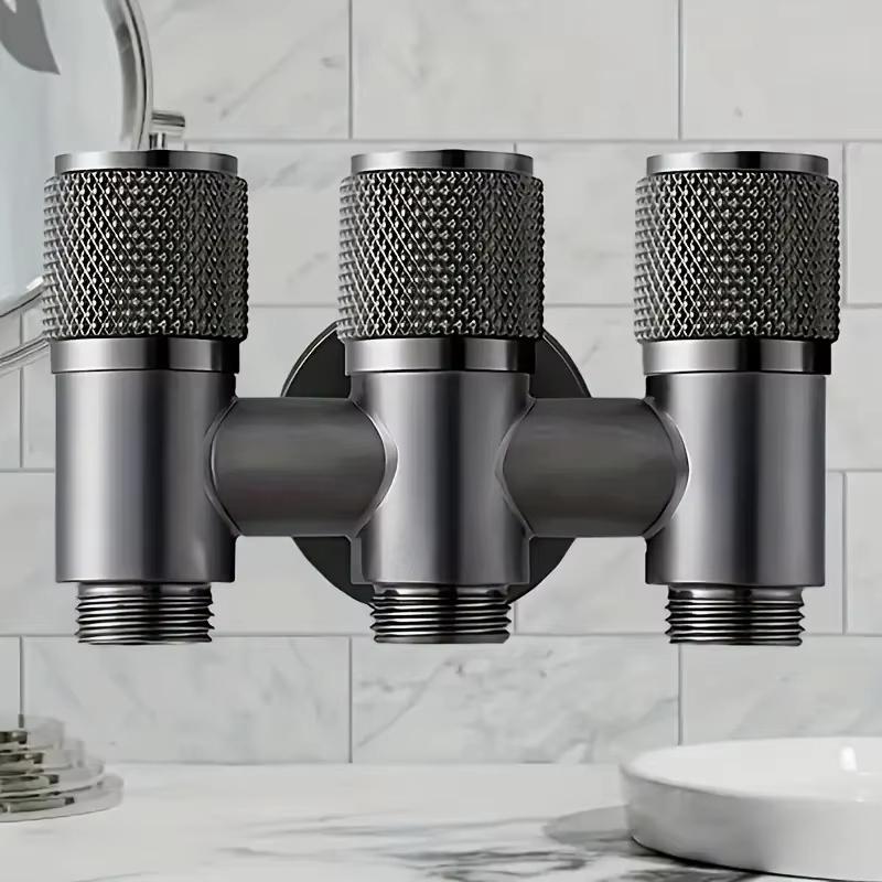 Stainless Steel 3-Way Water Valve Easy Adjust 1 Inlet 3 Outlets With Water-Stop Connector for Balcony Plant Watering