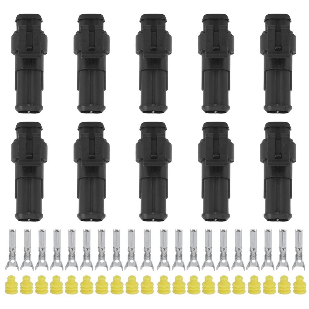 10 Sets Waterproof Auto Wire Connector Male and Female Terminal Socket  Automotive Plugs