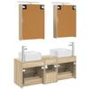 5 Piece Bathroom Furniture Set Sonoma Oak Engineered Wood and Glass