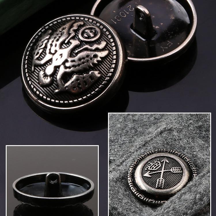 10Pcs Black Metal Coat Buttons Clothes Jacket Trench Coat Sweater Button Accessories Round Versatile Top Buttons Daquan